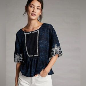Pilcro Blue Embroidered Top Sz Small